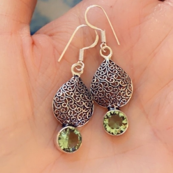 Green Amethyst Sterling Silver Earrings - Picture 5 of 15